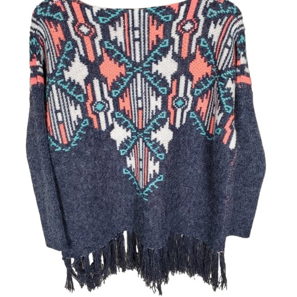 Paper Crane Sweater Comfy Oversized Fringe Boho Cotton blend Western Sz. S - Picture 5 of 8
